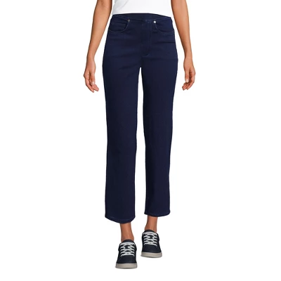 Lands' End Women's Starfish High Rise Pull On Knit Denim Straight Crop Jeans 2 Lands' End Women's Starfish High Rise Pull On Knit Denim Straight Crop Jeans - Image 2