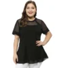 Agnes Orinda Women's Plus Size Round Neck Lace Swing Yoke Top