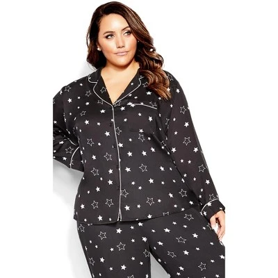 Women's Plus Size Galaxy Sleep Shirt - Black | CITY CHIC 3 Women's Plus Size Galaxy Sleep Shirt - Black | CITY CHIC - Image 3