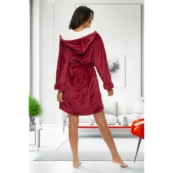 Women's Classic Plush Hooded Robe, Short Fleece Bathrobe With Hood 13 Women's Classic Plush Hooded Robe, Short Fleece Bathrobe With Hood -Women Clothing Shop GUEST ff12e66d 3d55 4813 9133 4dc09a2cc751